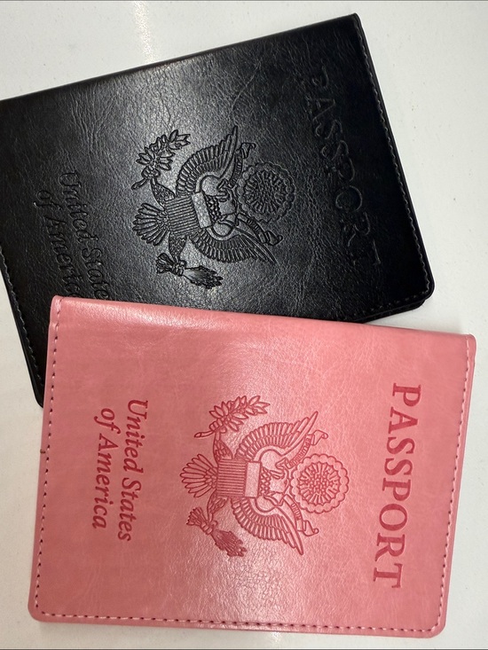 Other - Passport Cover Set - Pink and Black Leatherette Travel Wallets